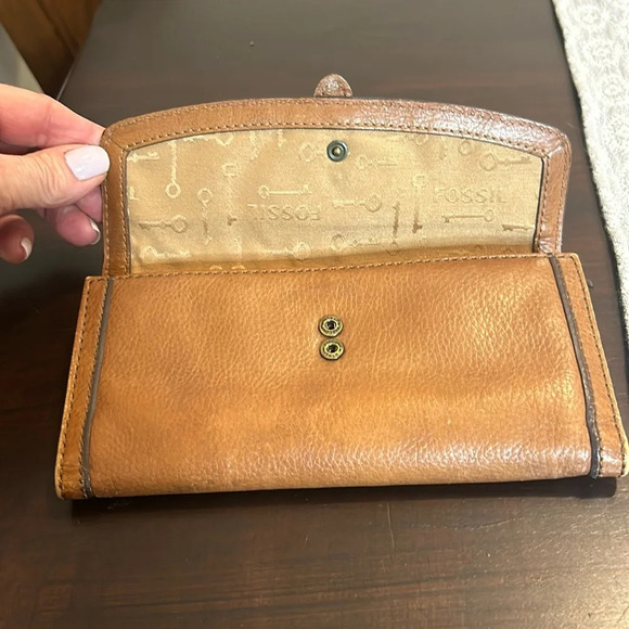 Fossil Vintage Leather Clutch Tan Billfold Card Wallet - Picture 10 of 16